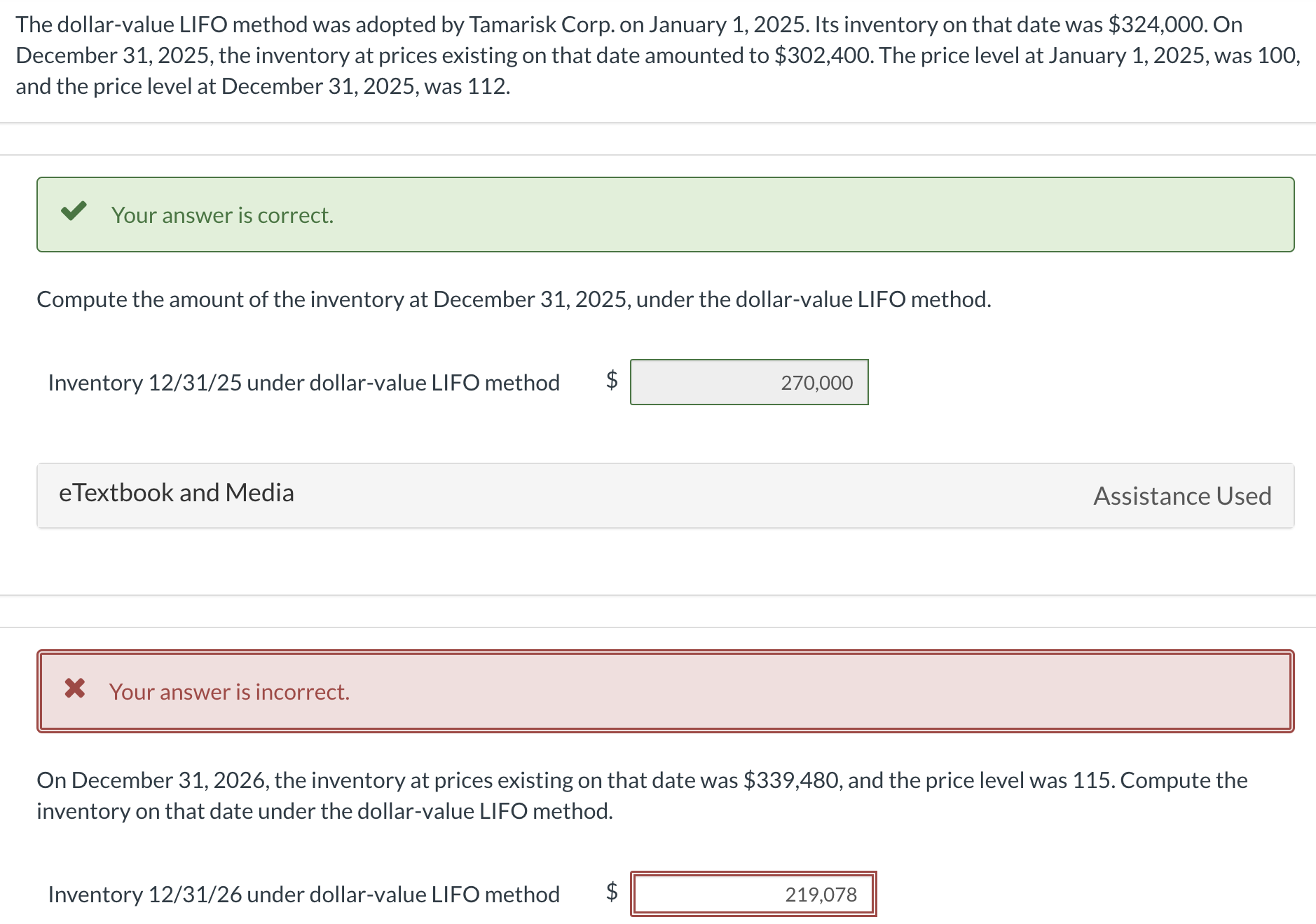  The dollar-value LIFO method was adopted by Tamarisk Corp. on January