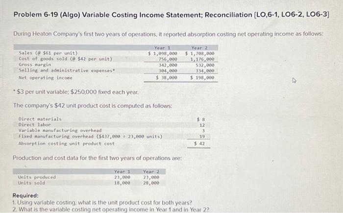I need help with this question please. thank you! Problem 6-19 (Algo)