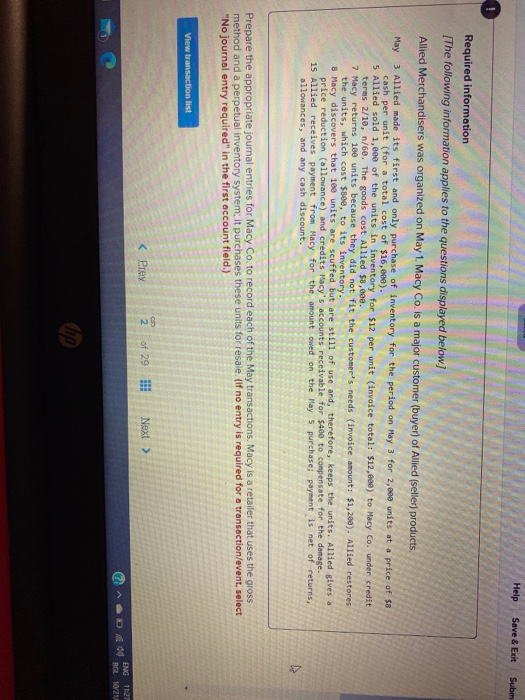  Help Save & Exit Subm Required information [The following information applies