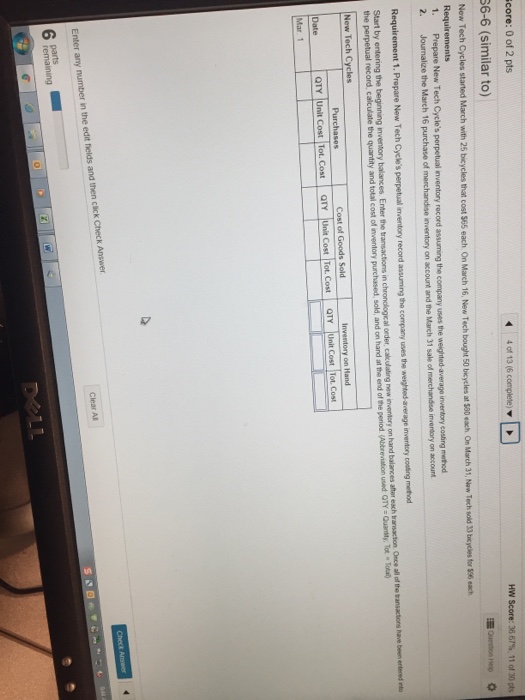  S6-6 Accounting math question. Please answer in format shown. core: 0