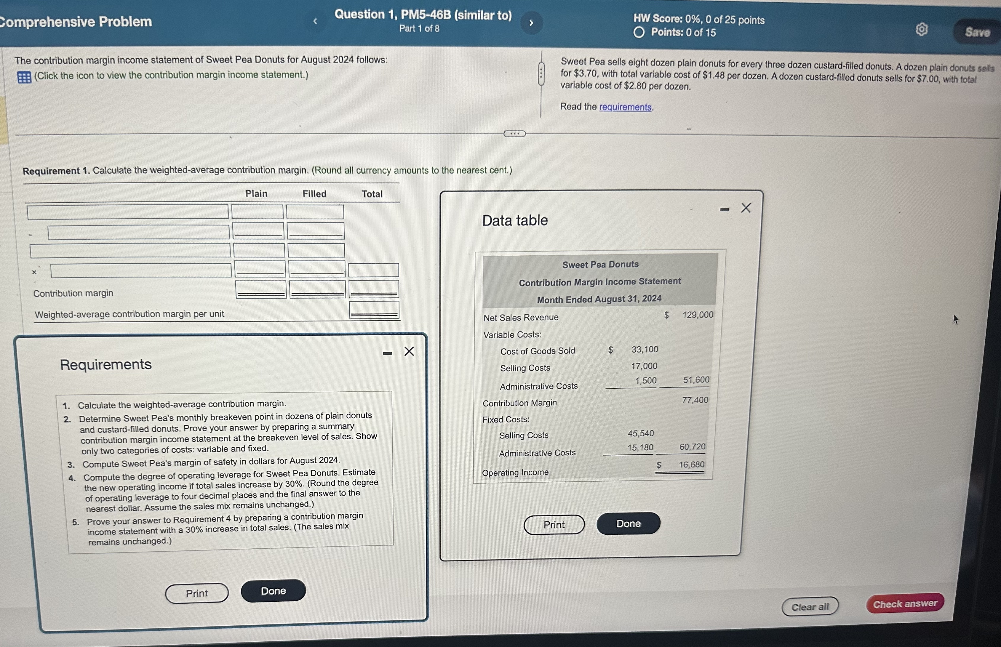  Somprehensive Problem Question 1, PM5-46B (similar to) HW Score: 0%,0 of