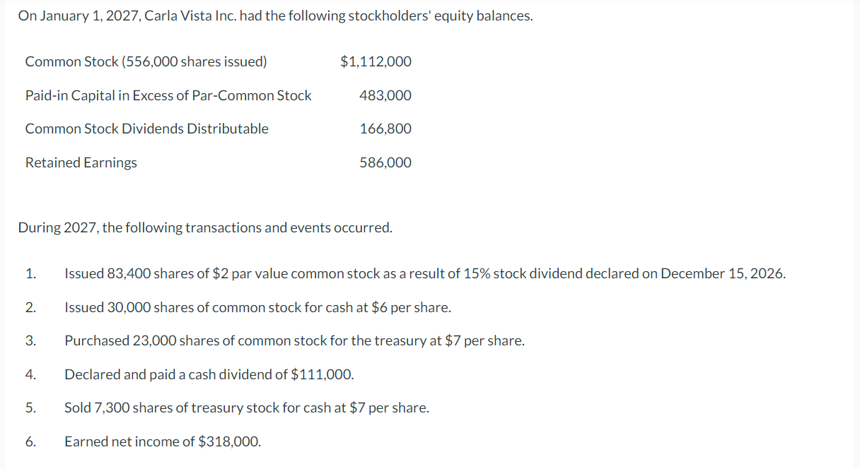  Please help me fill out the stockholders equity statement with the