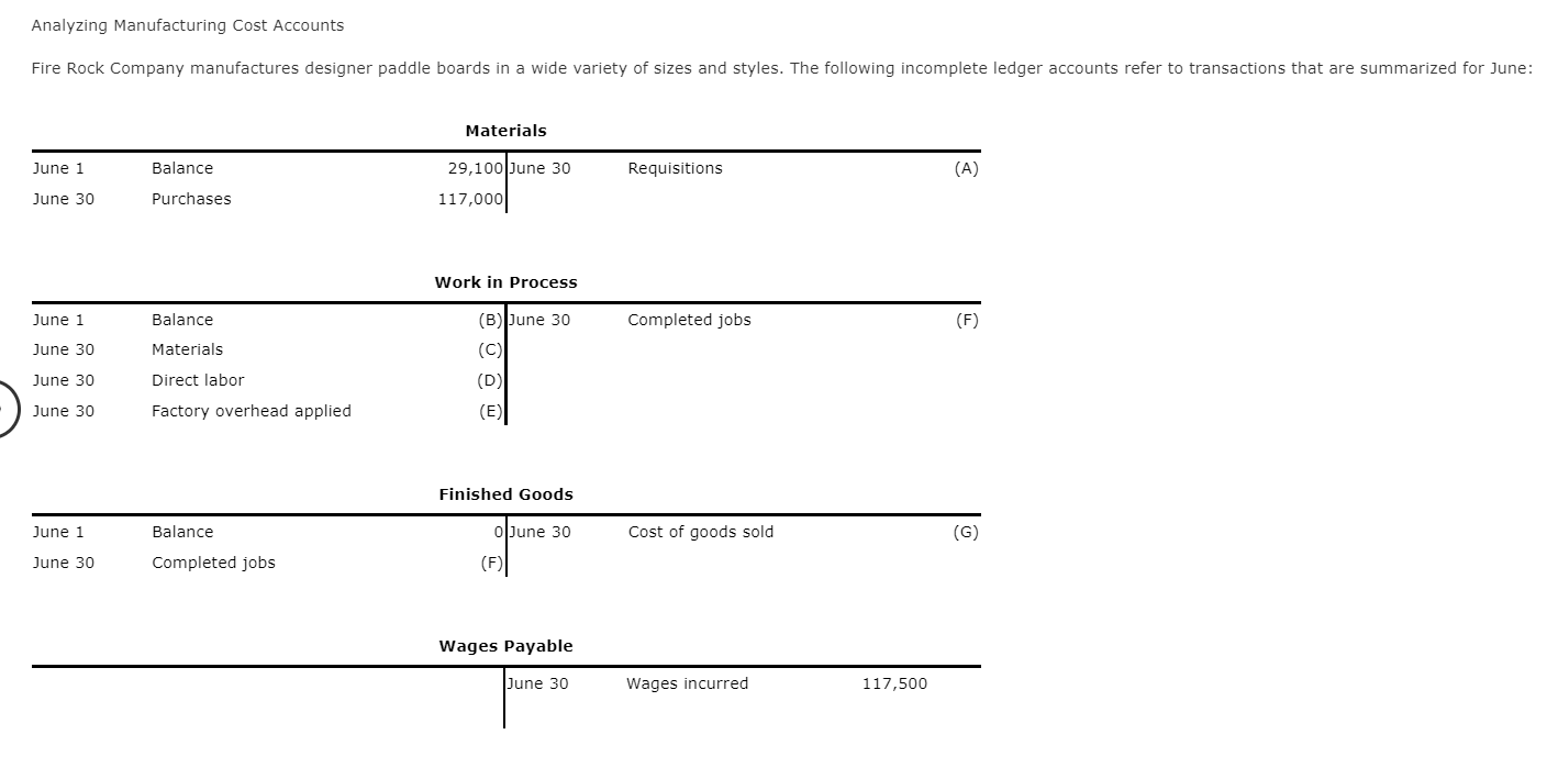 Please answer this one for me! Thank you so much! Analyzing Manufacturing