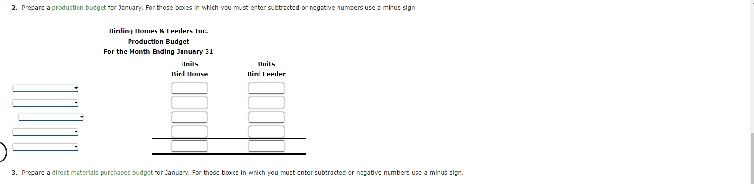 statement for January. In the Other revenue and expense section, indicate expenses