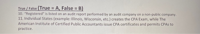  True / False (True = A, False = B) 10. "Registered"