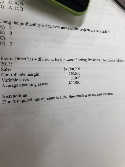  ) C,A, B ) A, C, B. sii A) 2 B)