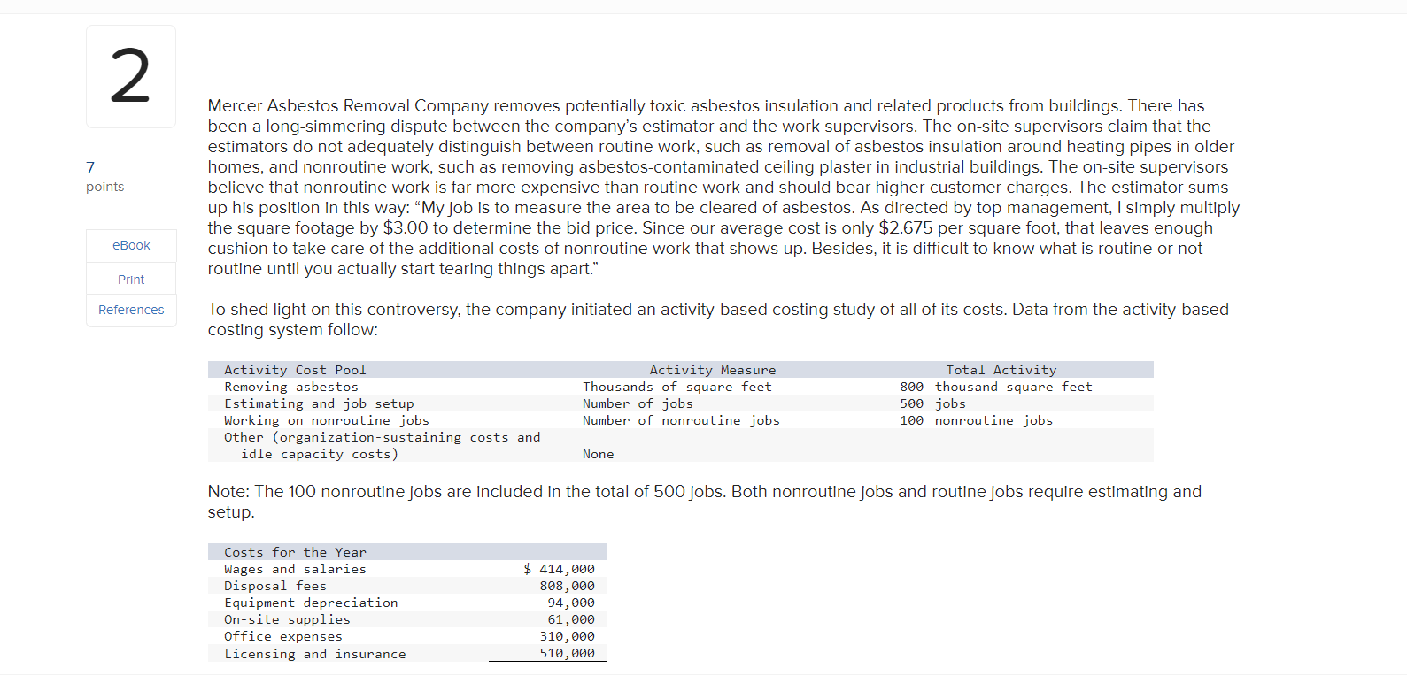 3. Using the activity rates you have computed, determine the total