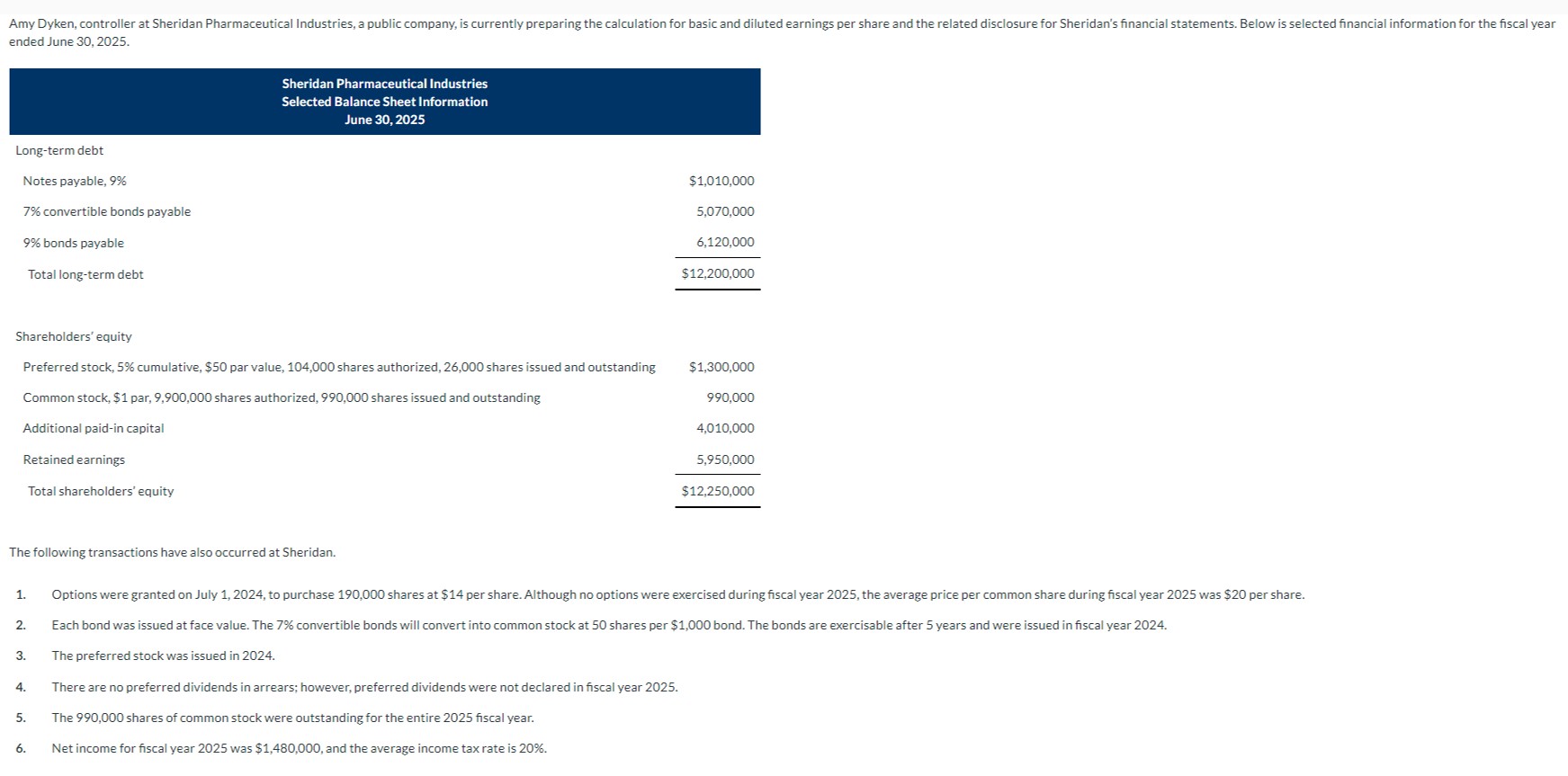  SOLVE THIS for basic EPS & Diluted EPS. For the fiscal