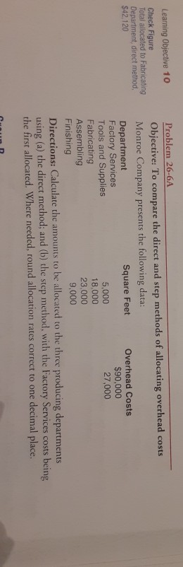  Learning Objective 10 Check Figure Total allocated to Fabricating Department, direct