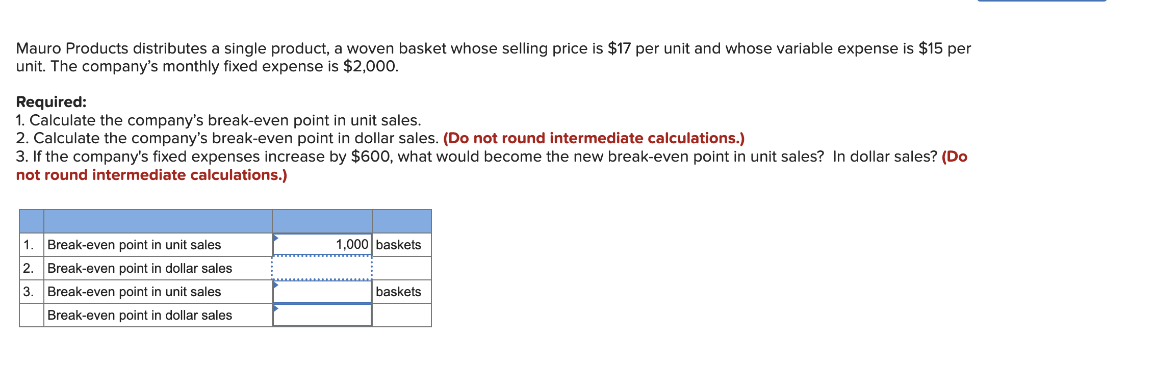 Please solve 2 and 3 Mauro Products distributes a single product, a