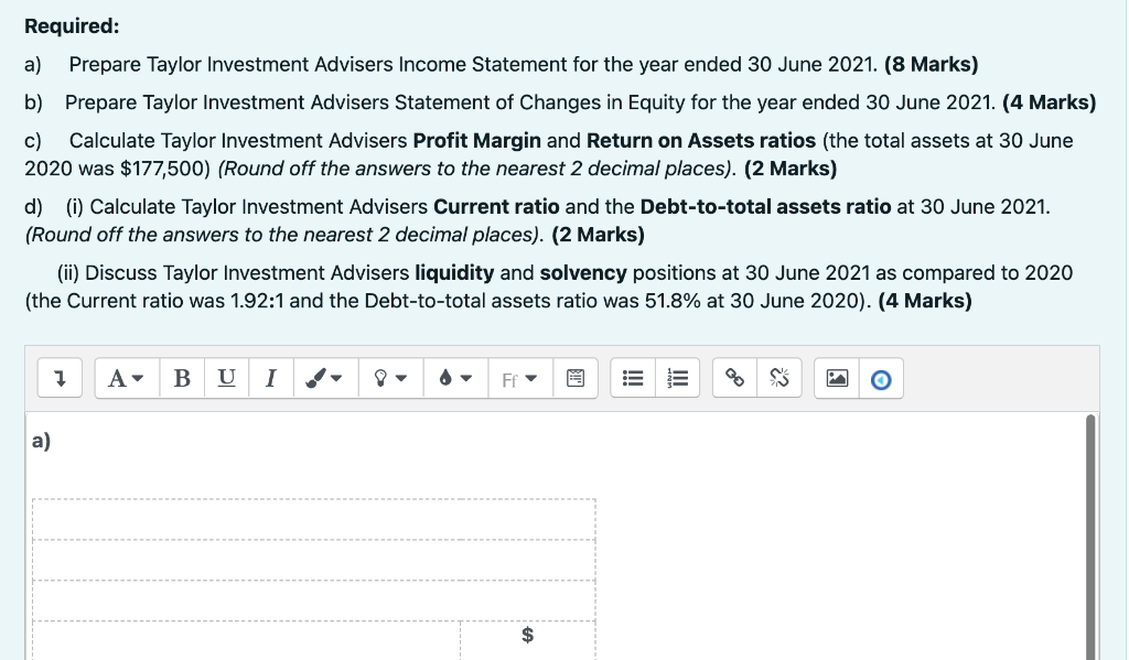 of Taylor Investment Advisers as at 30 June 2021. Taylor Investment Advisers