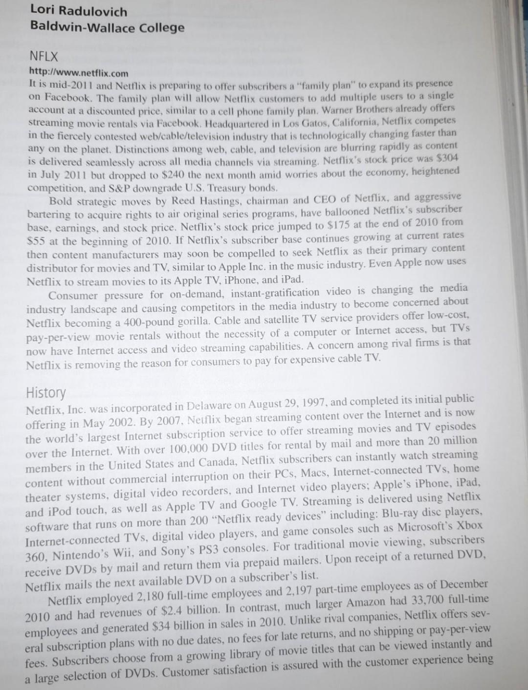  Question 1. Create a Swot Analysis using the information provided Question