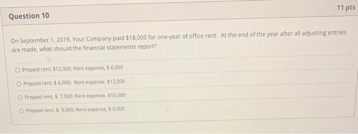  please help i will upvote! On September 1, 2019, Your Company