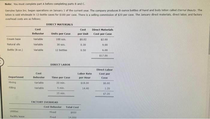  Note: You must complete part A before completing parts B and
