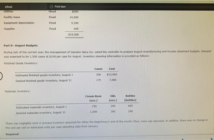 comprehensive problem. Be sure you have completed Part A before attemptind Part