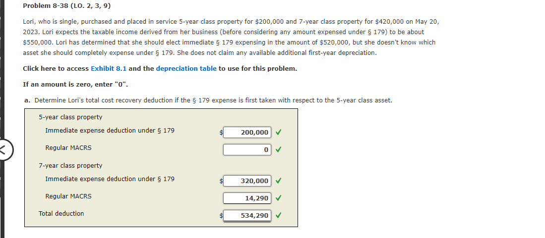 Please solve for parts (D) and (E) Lori, who is single, purchased