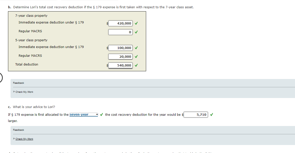 and placed in service 5-year class property for $200,000 and 7-year class
