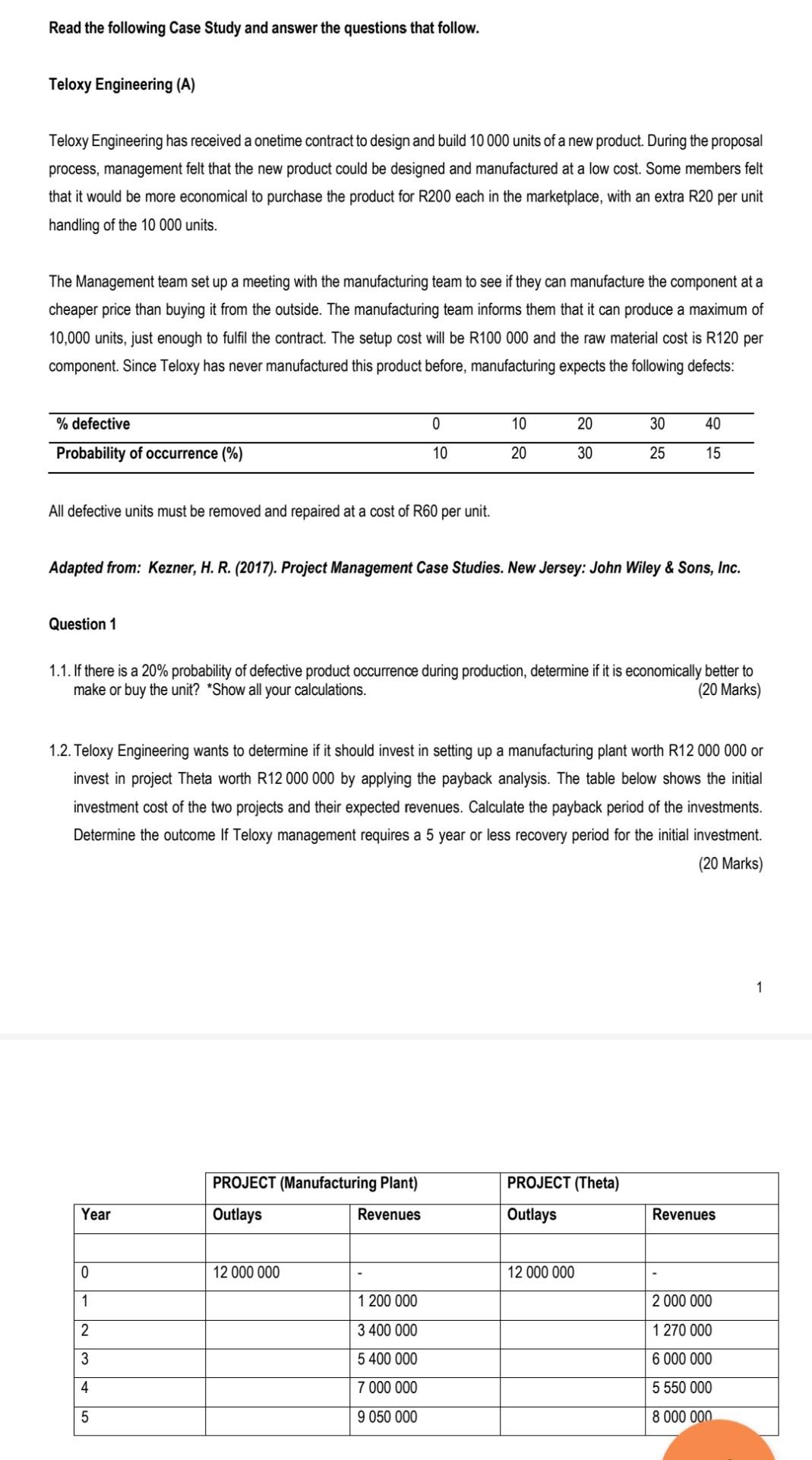  Read the following Case Study and answer the questions that follow.