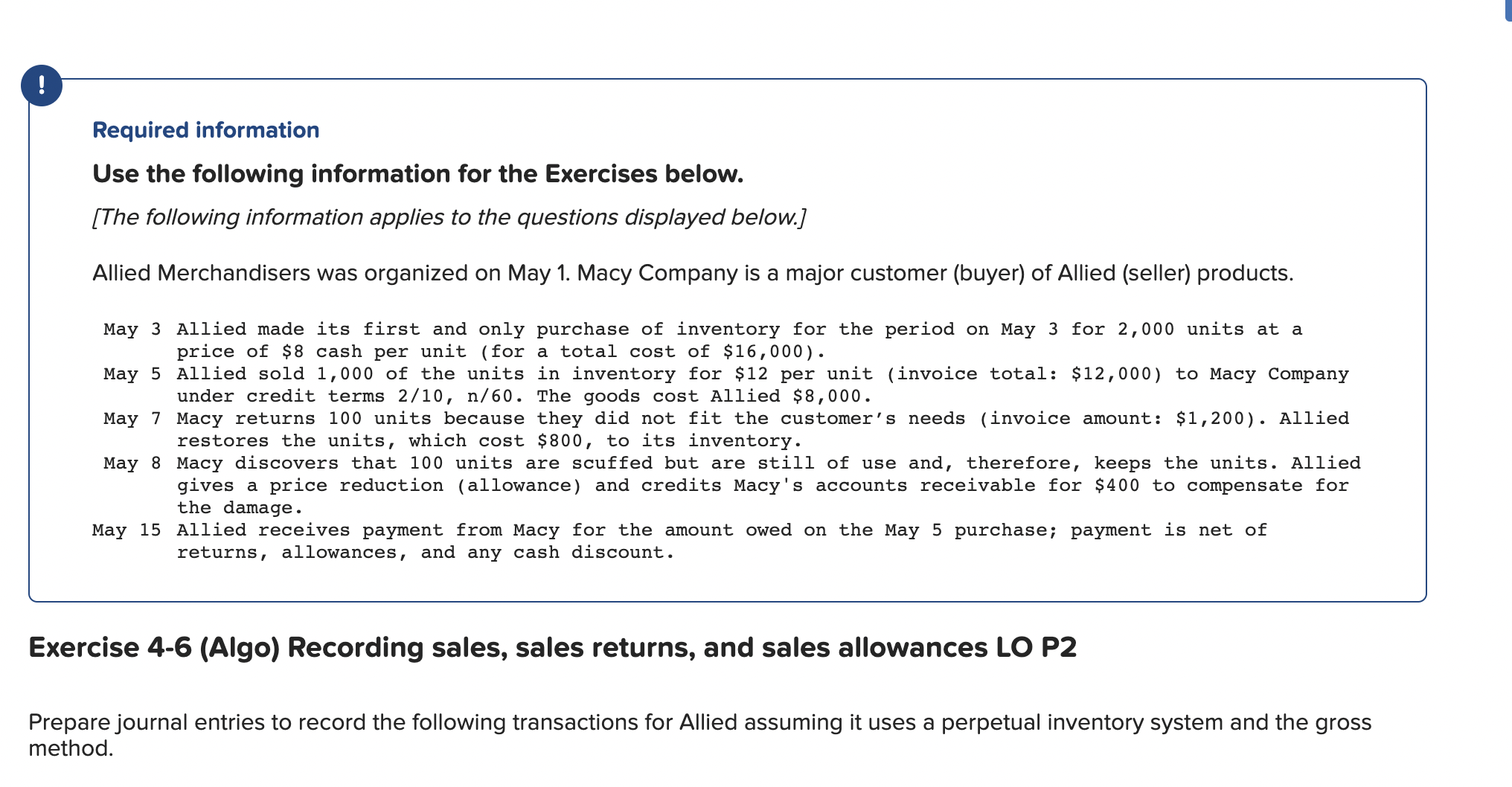 Macy for the amount owed on the May 5 purchase; payment is