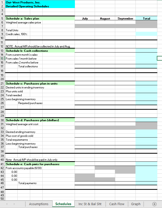 set of assumptions and link together statements of projected cash, income and