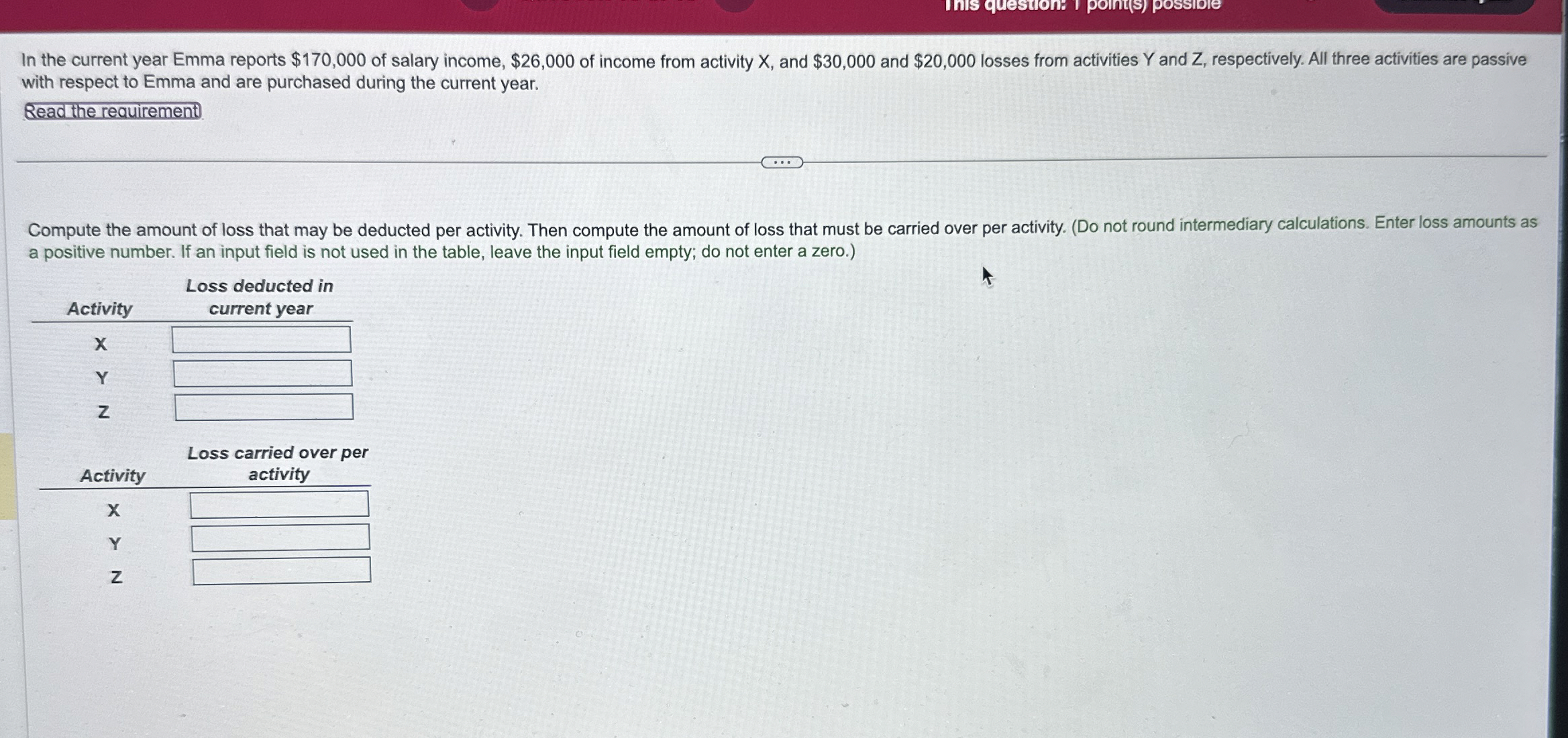  In the current year Emma reports $170,000 of salary income, $26,000