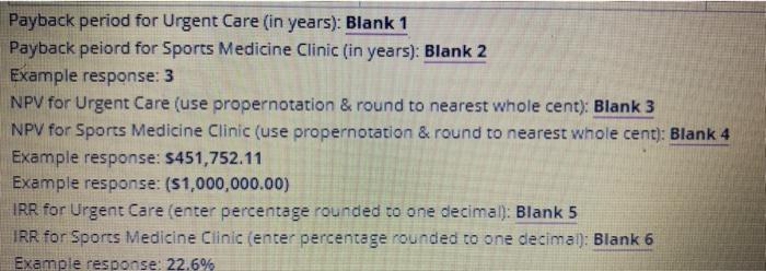 information to perform investment decision calcuations. Assume a 1096 discounting rate where