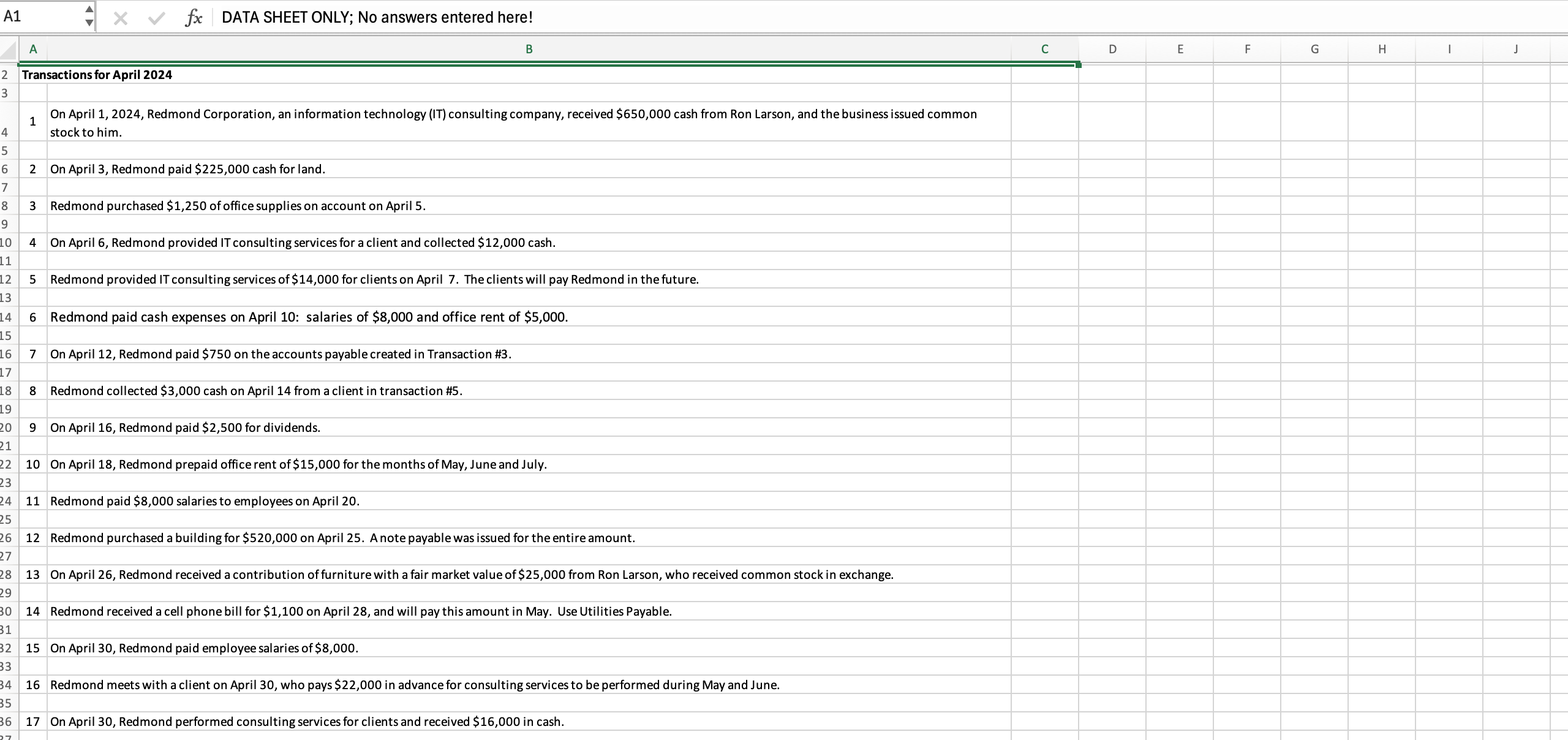  Transactions for April 2024 A B C D E F G
