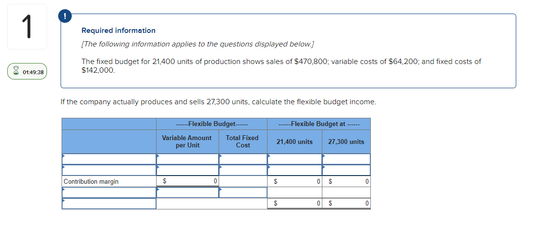 PLEASE SOLVE IT QUICKLY! 1 Required information (The following information applies