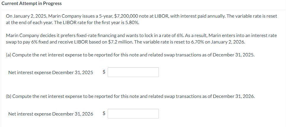  Current Attempt in Progress On January 2,2025, Marin Company issues a