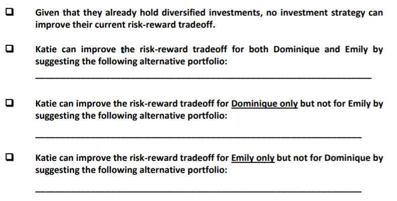 beta of each of the portfolios? (b) Assume that Emily only invests