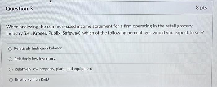  When analyzing the common-sized income statement for a firm operating in