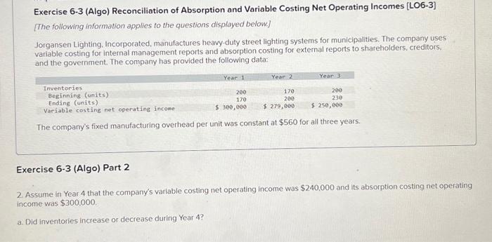 I need help with this question please. Thank you! Exercise 6.3 (Algo)