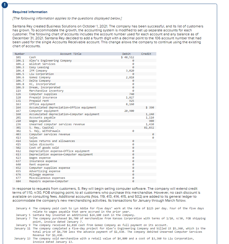 (1 problem all same numbers thanks in advance) Required Information [The following