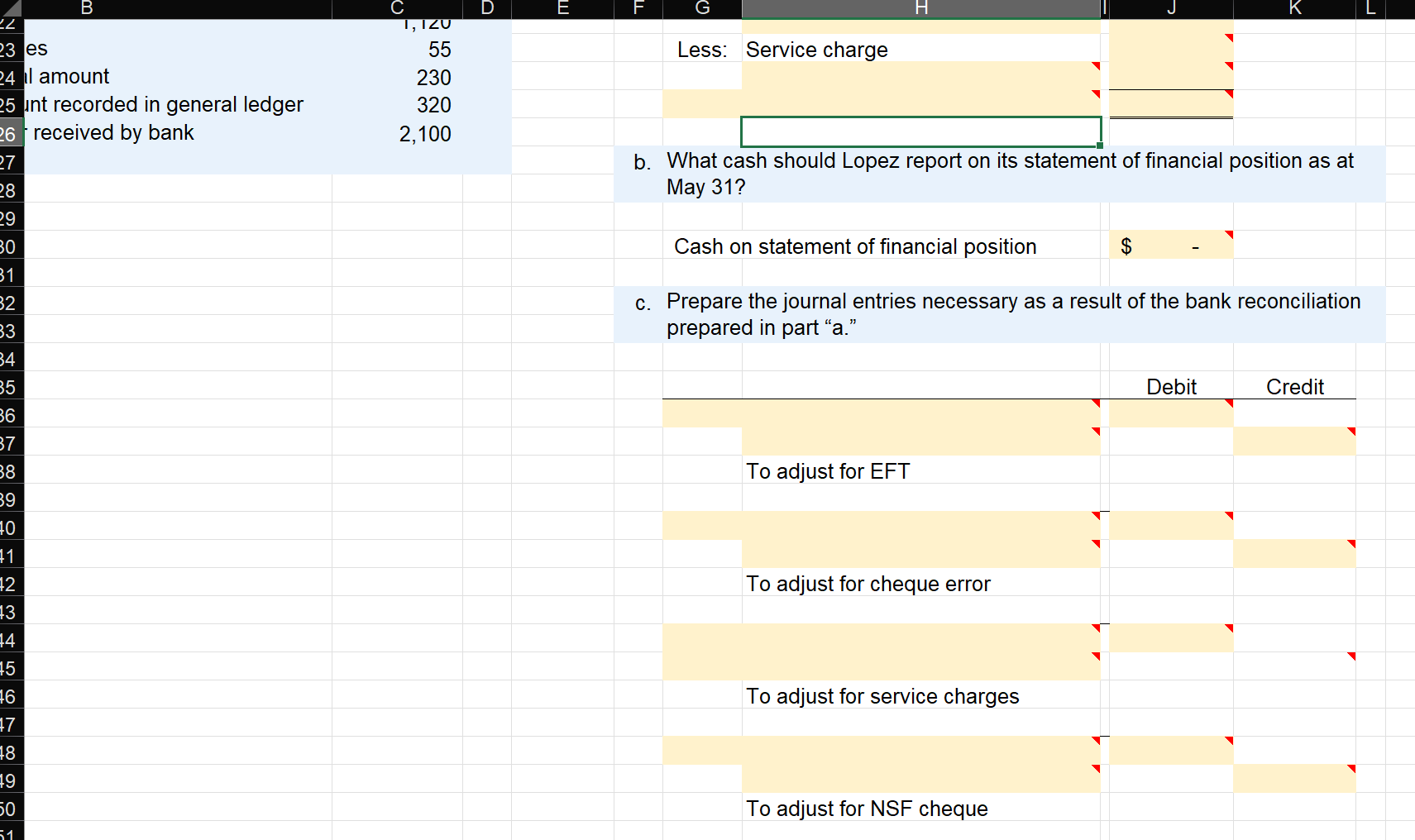 PROBLEM On May 31, Lopet, Inc. received its bank statement from the