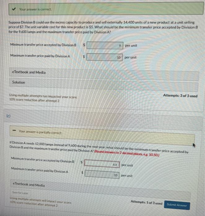 C Martinez Inc has two divisions. Division A makes and sells student