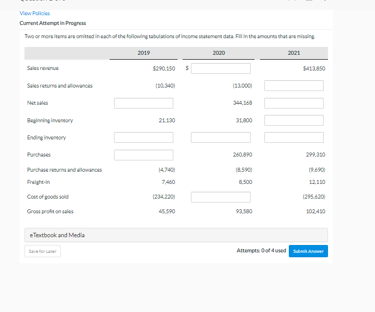  Current Attempt in Progress Two or more items are omitted in