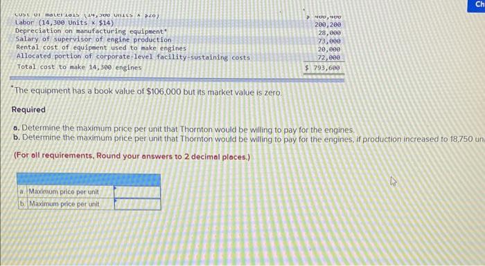 outsourcing decisions Thornton Company makes and sells lawn mowers for which it