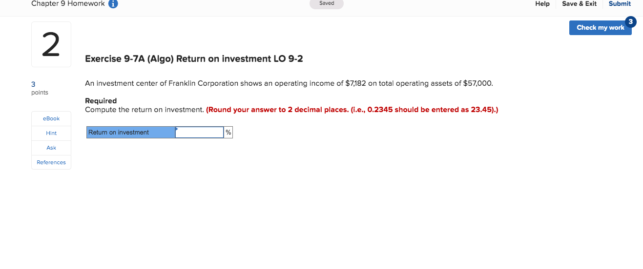  Chapter 9 Homework i Saved Help Save & Exit Submit Check