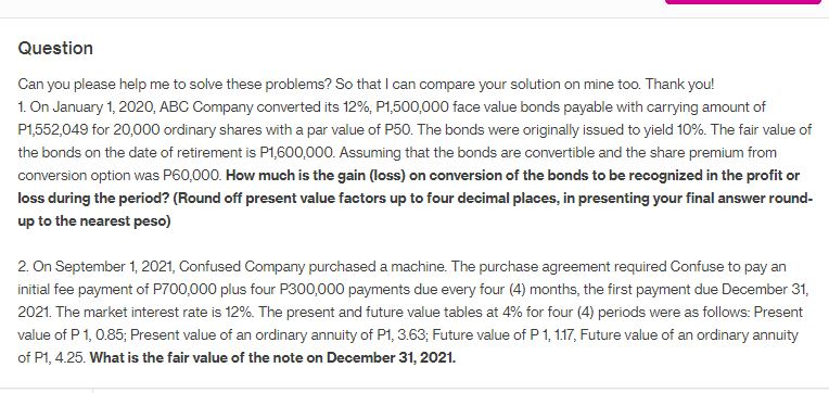 Question Can you please help me to solve these problems? So
