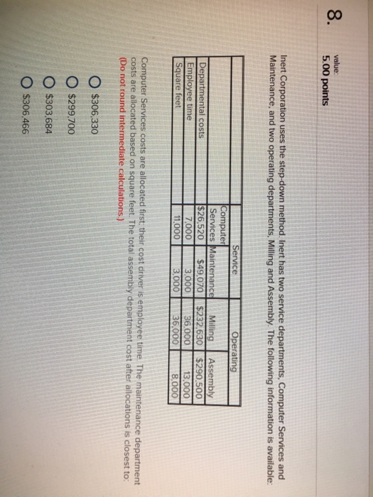  Inert Corporation uses the step-down method Inert has two service departments.