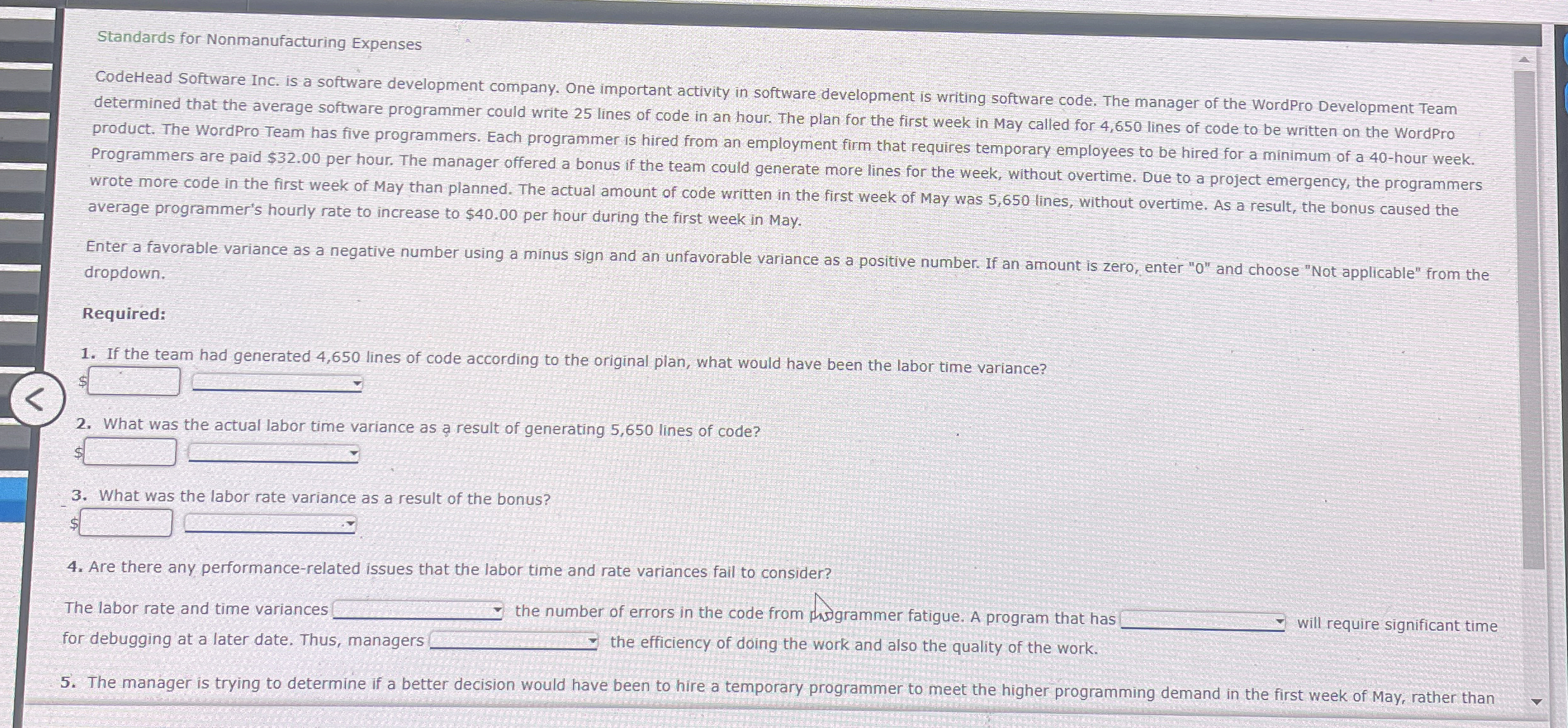  Standards for Nonmanufacturing Expenses average programmer's hourly rate to increase to