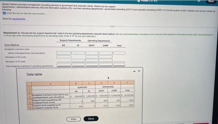  Read the reguirtmecta. Data table