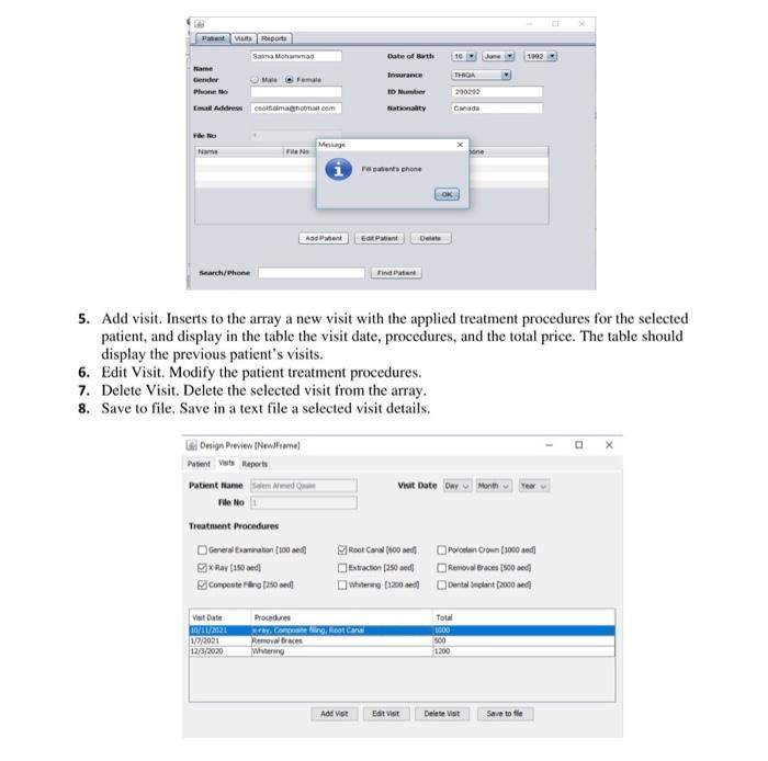 to develop a patient Filing system for a dental clinic where the