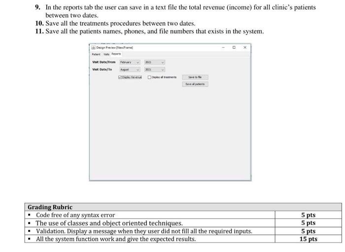 system shall keep information about the patient details, and treatment procedure/s that