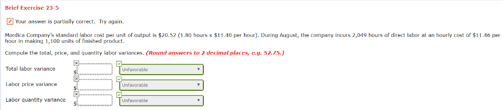 Brief Exercise 23-5 Your answer is partially correct. Try again. Mordica