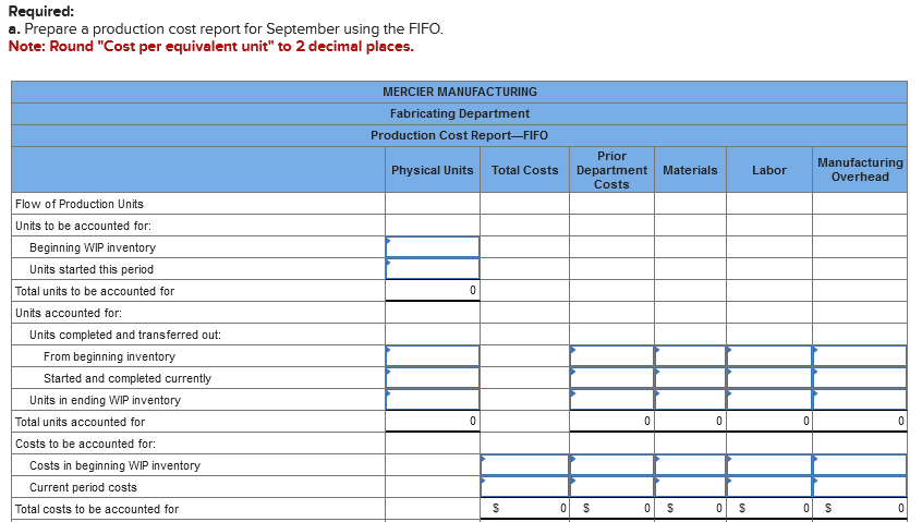 8-4, 5) Mercier Manufacturing produces a plastic part in three sequential departments: