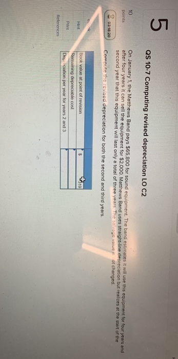  QS 10-7 Computing revised depreciation LO C2 points On January 1,
