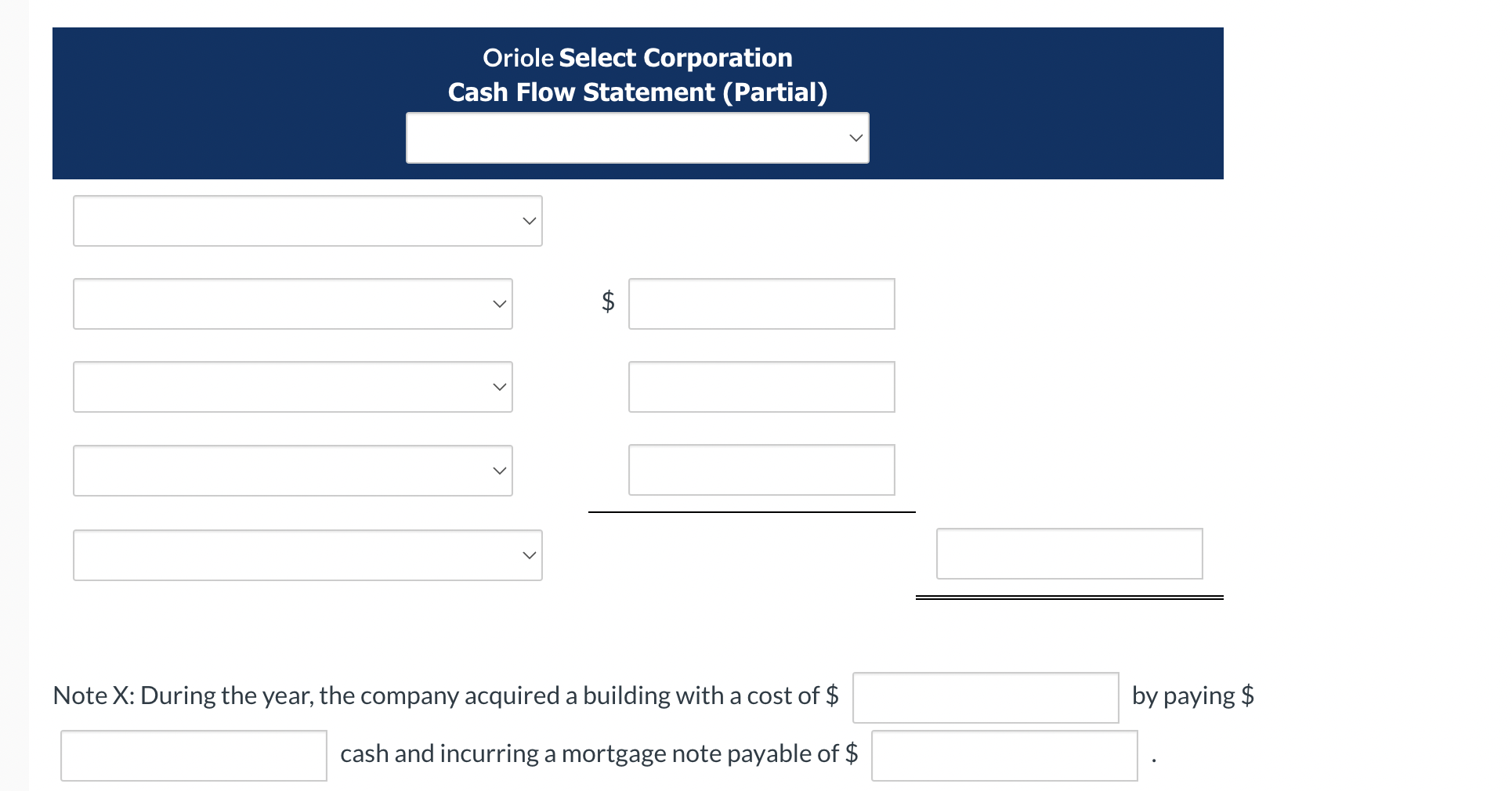 at December 31: Additional information: 1. Principal payments on the mortgage payable