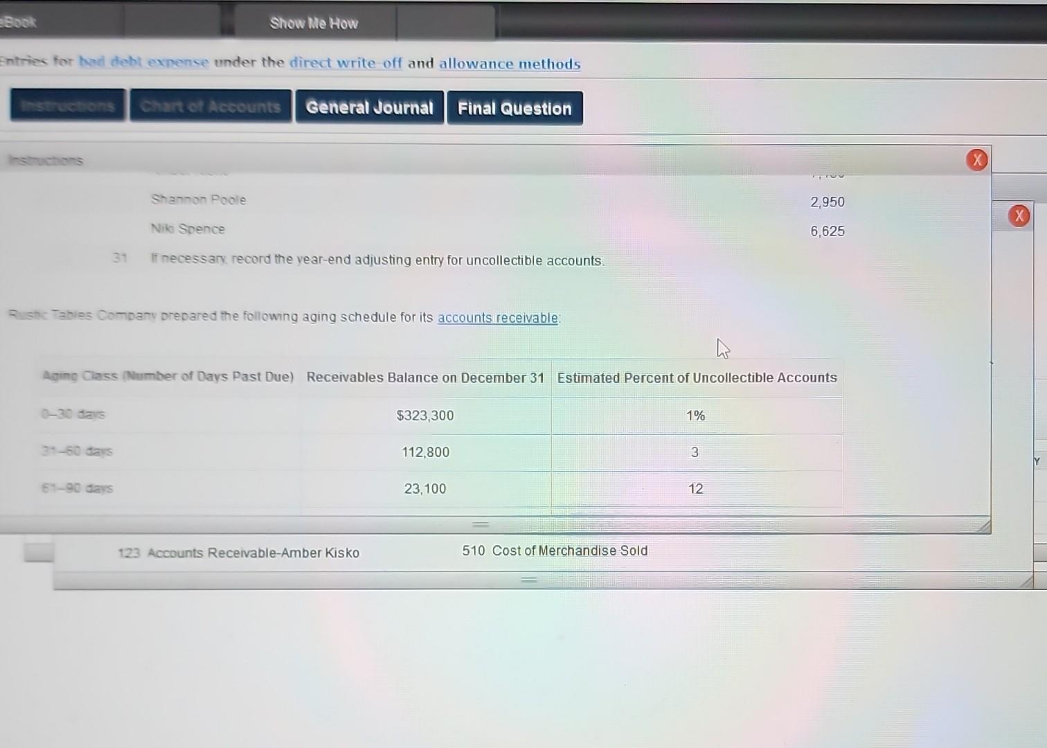 the transactions under the allowance method, assuming that the allowance account had