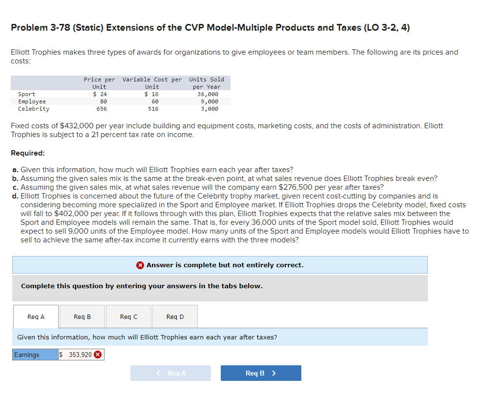  Problem 3-78 (Static) Extensions of the CVP Model-Multiple Products and Taxes